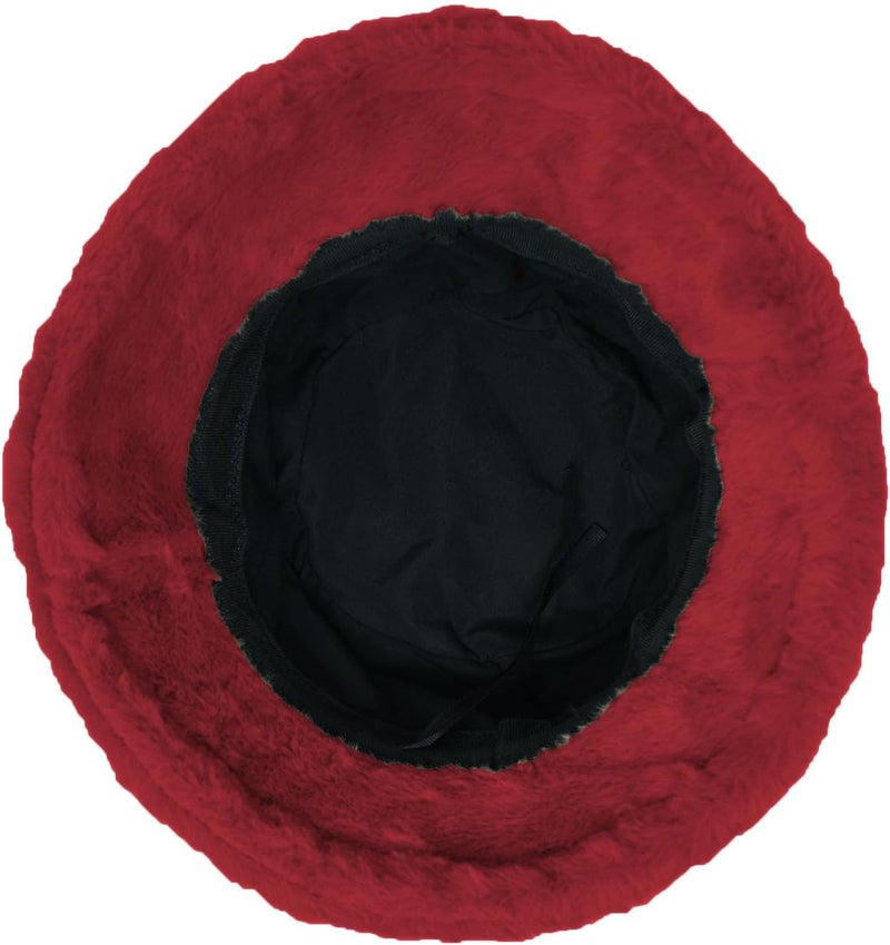 Glory Max Winter Fluffy Plush Bucket Hat Cozy Faux Fur Wide Brim Adjustable Size for Women - Image 3